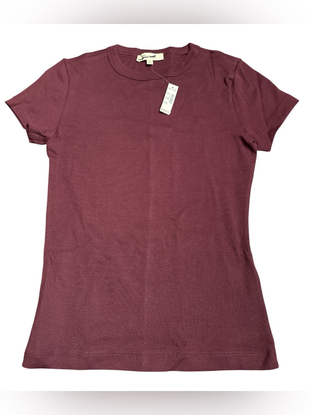 Madewell women’s The '90s Crewneck Tee in Compact Cotton purple plum Size XS NWT